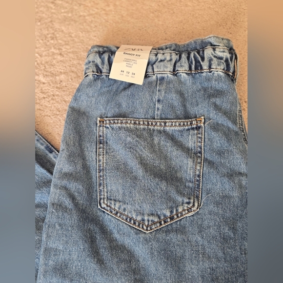 Womens Zara denim paperbag baggy fit jeans - Picture 5 of 14